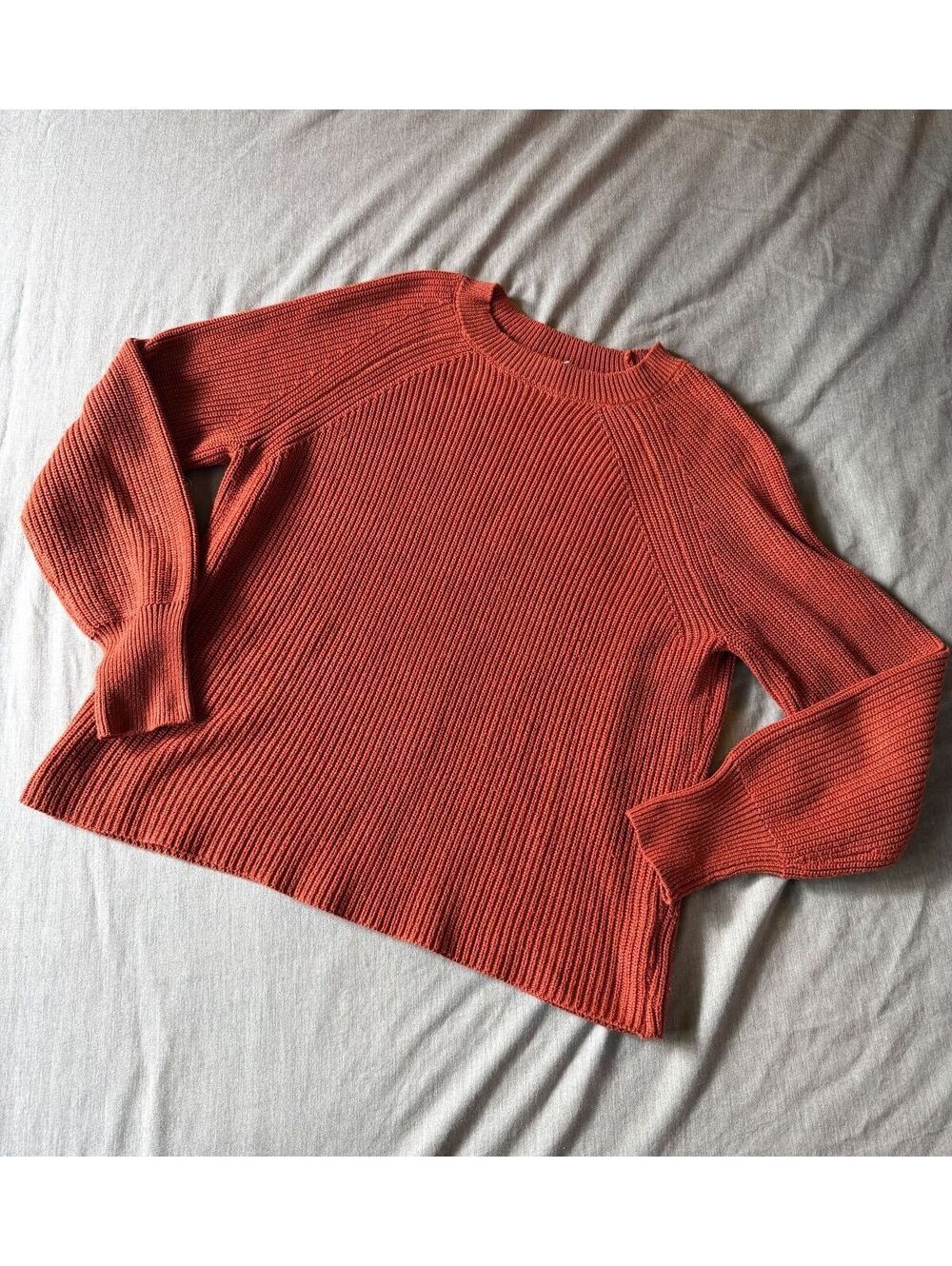 Jessica Simpson Ladies' Ribbed Crewneck Sweater Size Large Orange Fall Rust